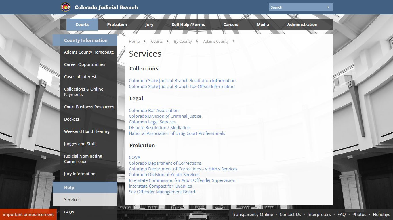 Colorado Judicial Branch - Adams County - Services